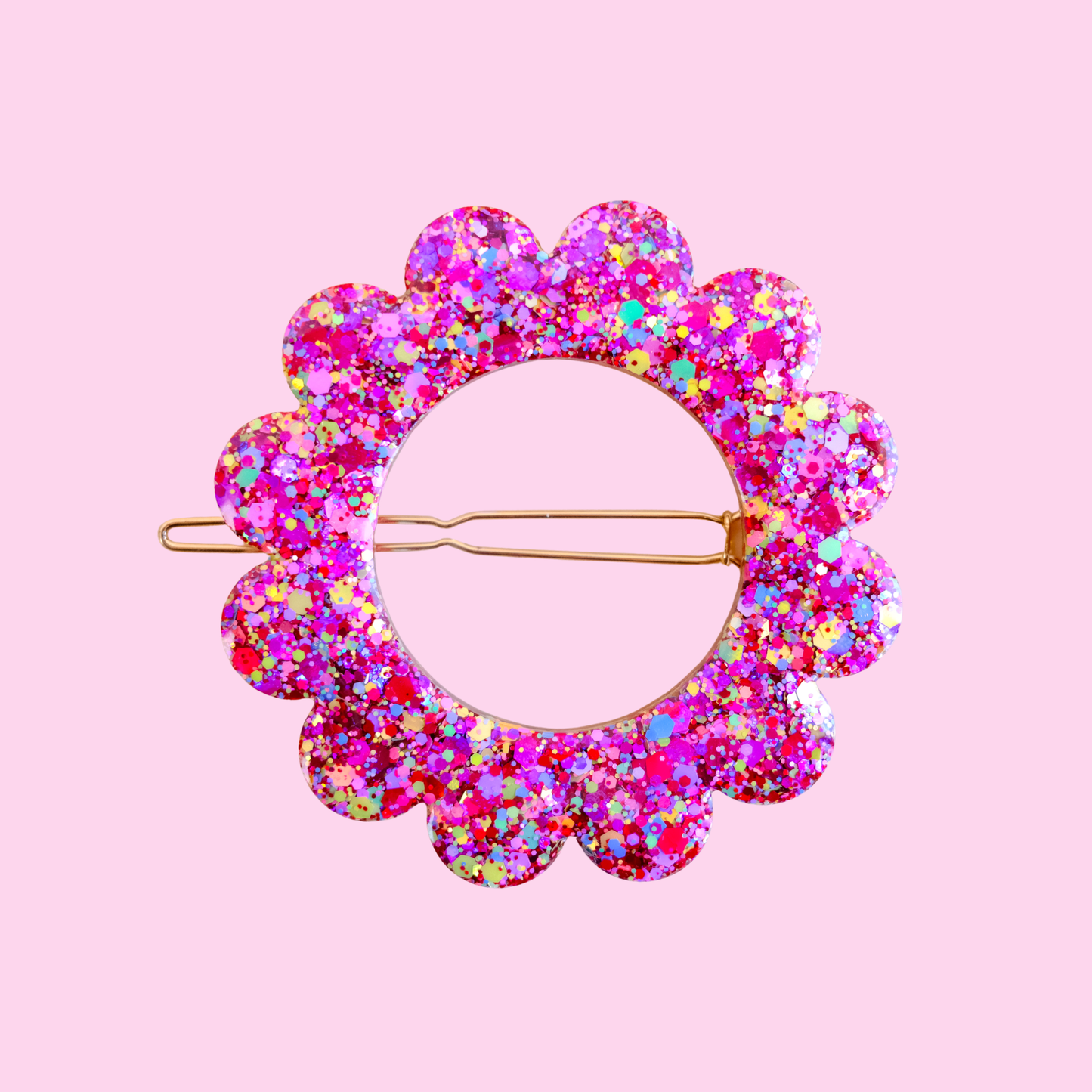 BARRETTE FLEUR SCINTILLANTE FUSHIA