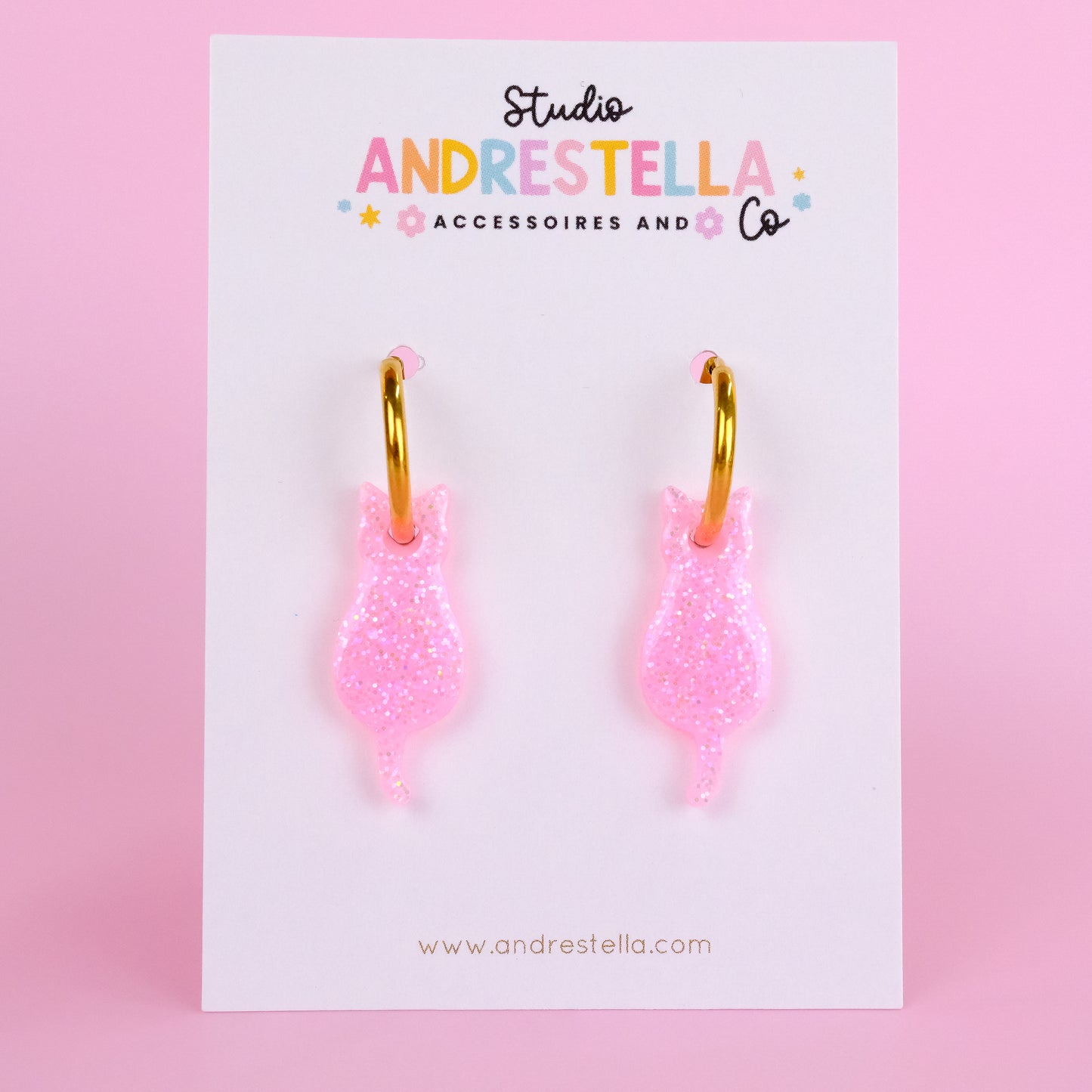 PAMPILLES CHAT ROSE PAILLETÉ