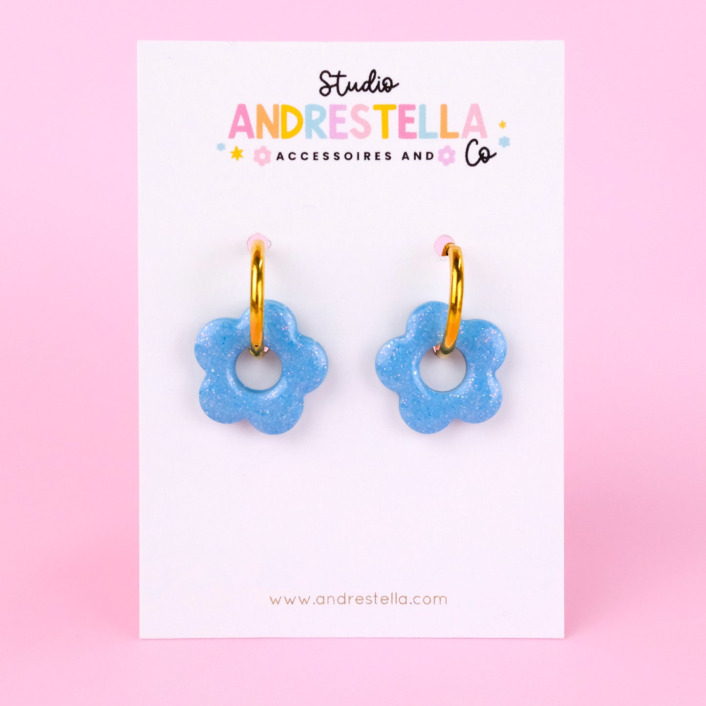 PAMPILLES FLEUR BLEU PAILLETTE