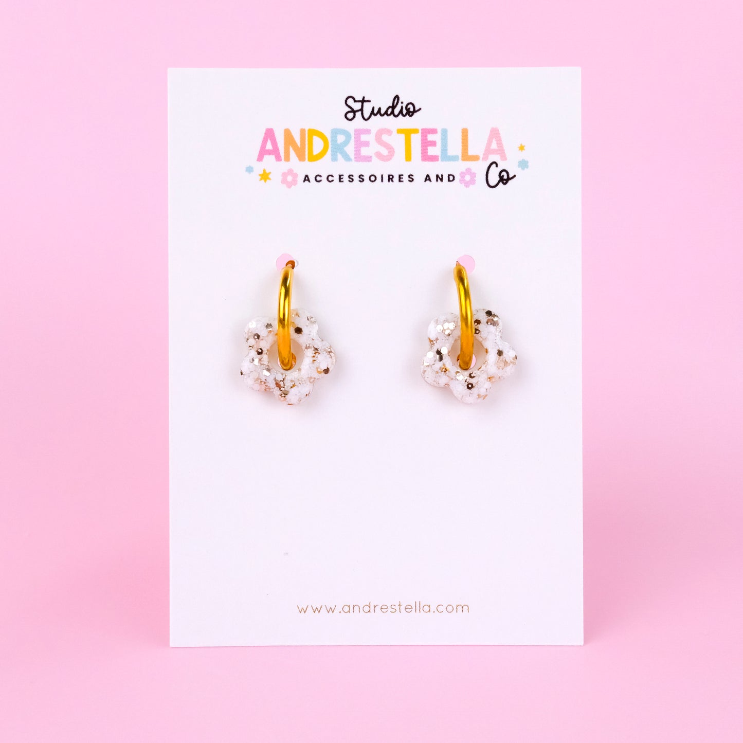 PAMPILLES MINI FLEUR BLANC OR