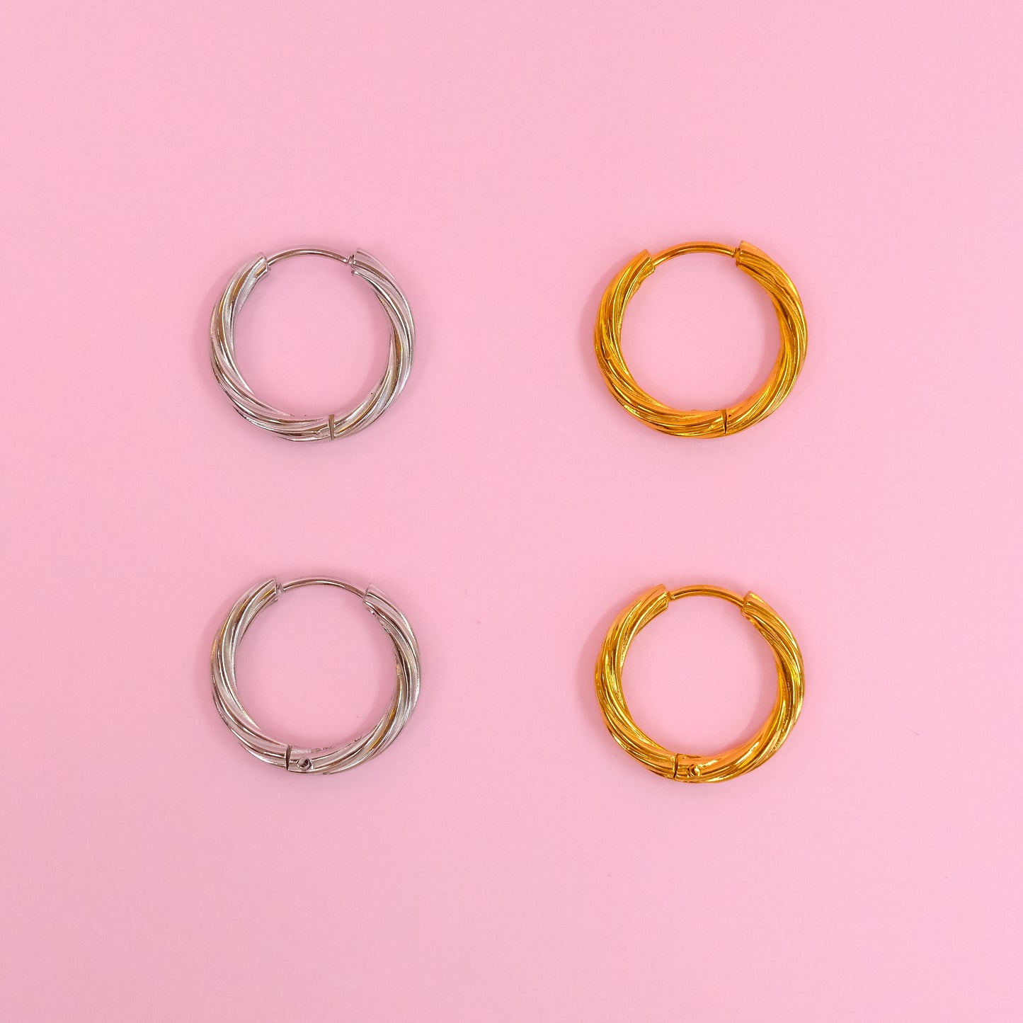 BOUCLES CRÉOLES ACIER INOXYDABLE TORSADE