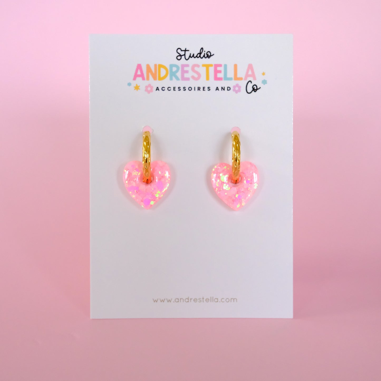 PAMPILLES CŒUR ROSE HOLO