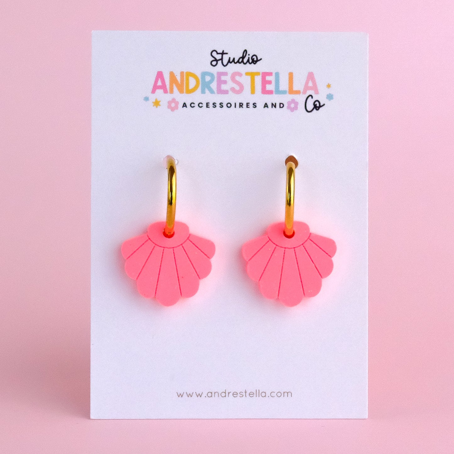 PAMPILLES COQUILLAGE ROSE FLUO