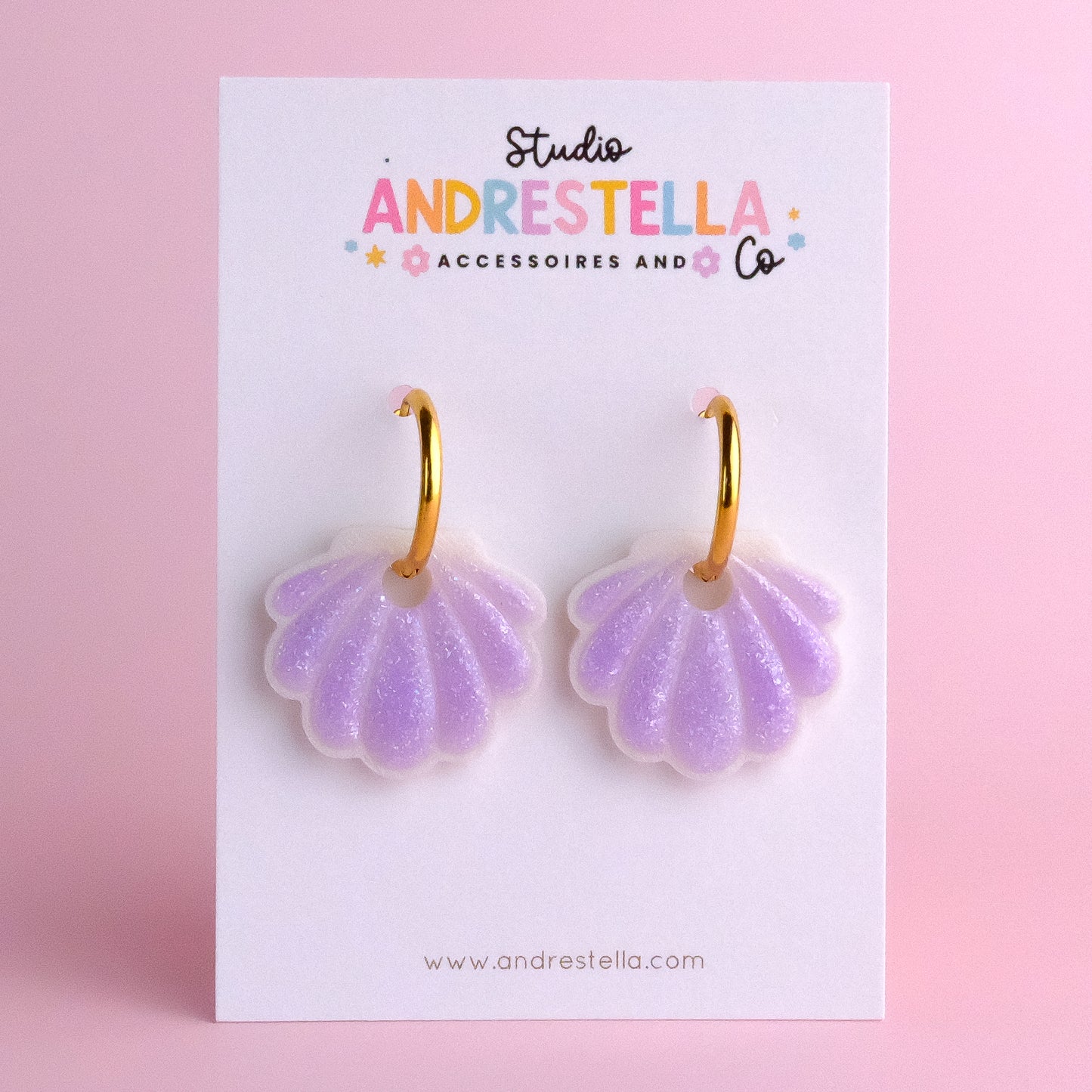 PAMPILLES COQUILLAGE VIOLET CLAIR ET BLANC