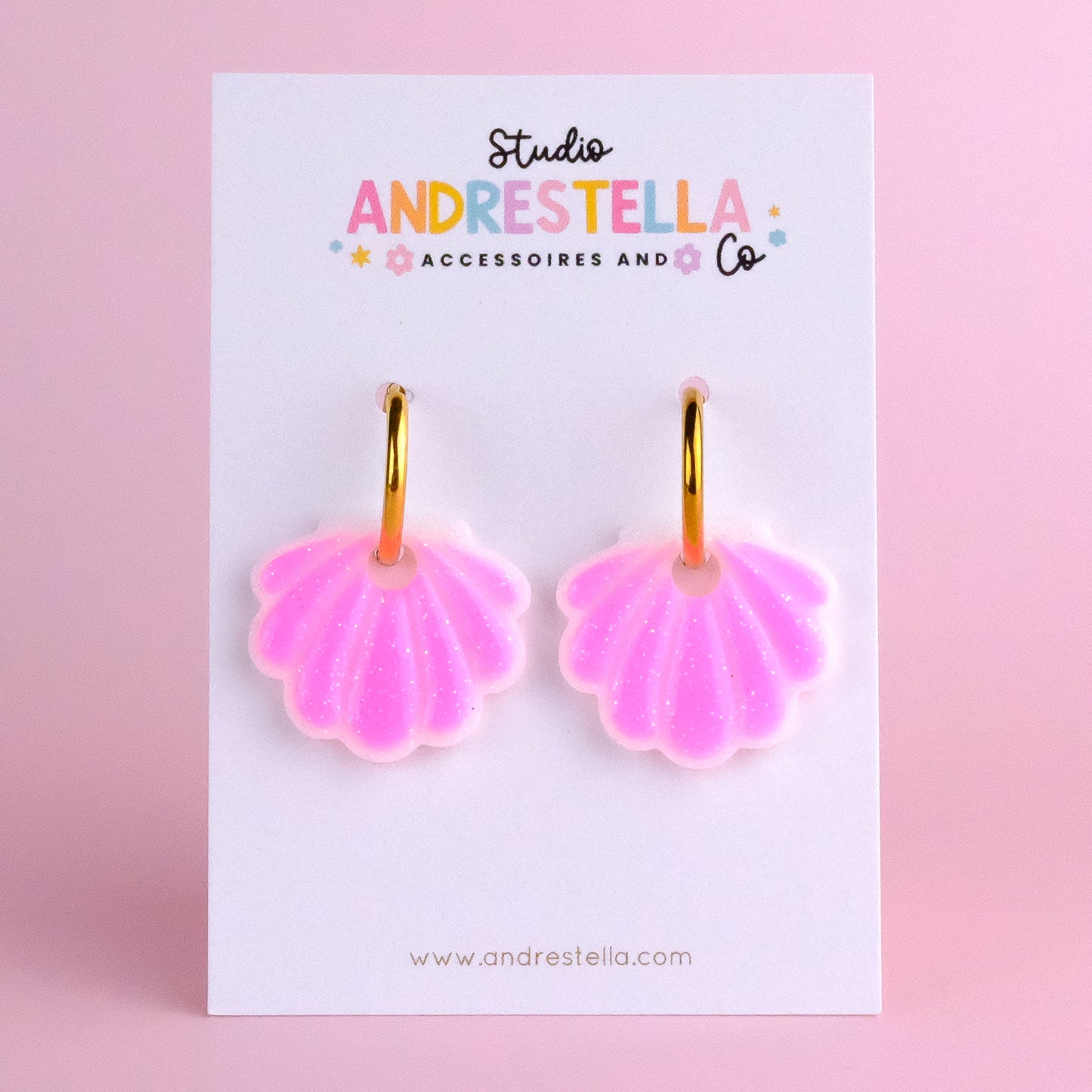 PAMPILLES COQUILLAGE ROSE FLUO