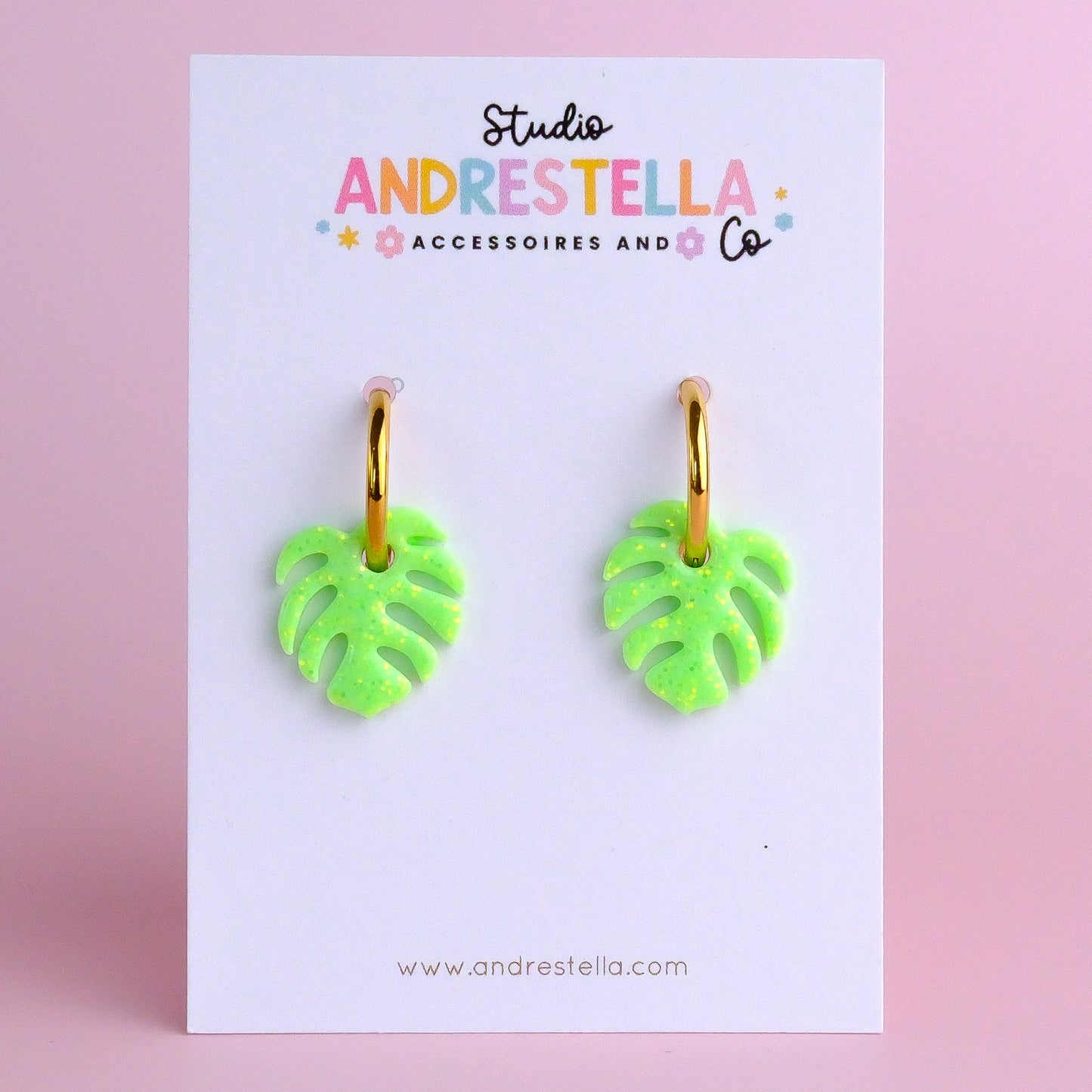 PAMPILLES FEUILLE MONSTERA VERT FLUO