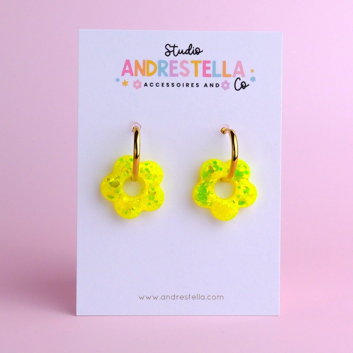 PAMPILLES FLEUR FLUO TRANSPARENT JAUNE