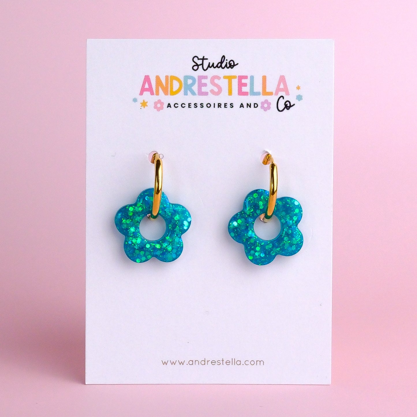 PAMPILLES FLEUR VERT TURQUOISE