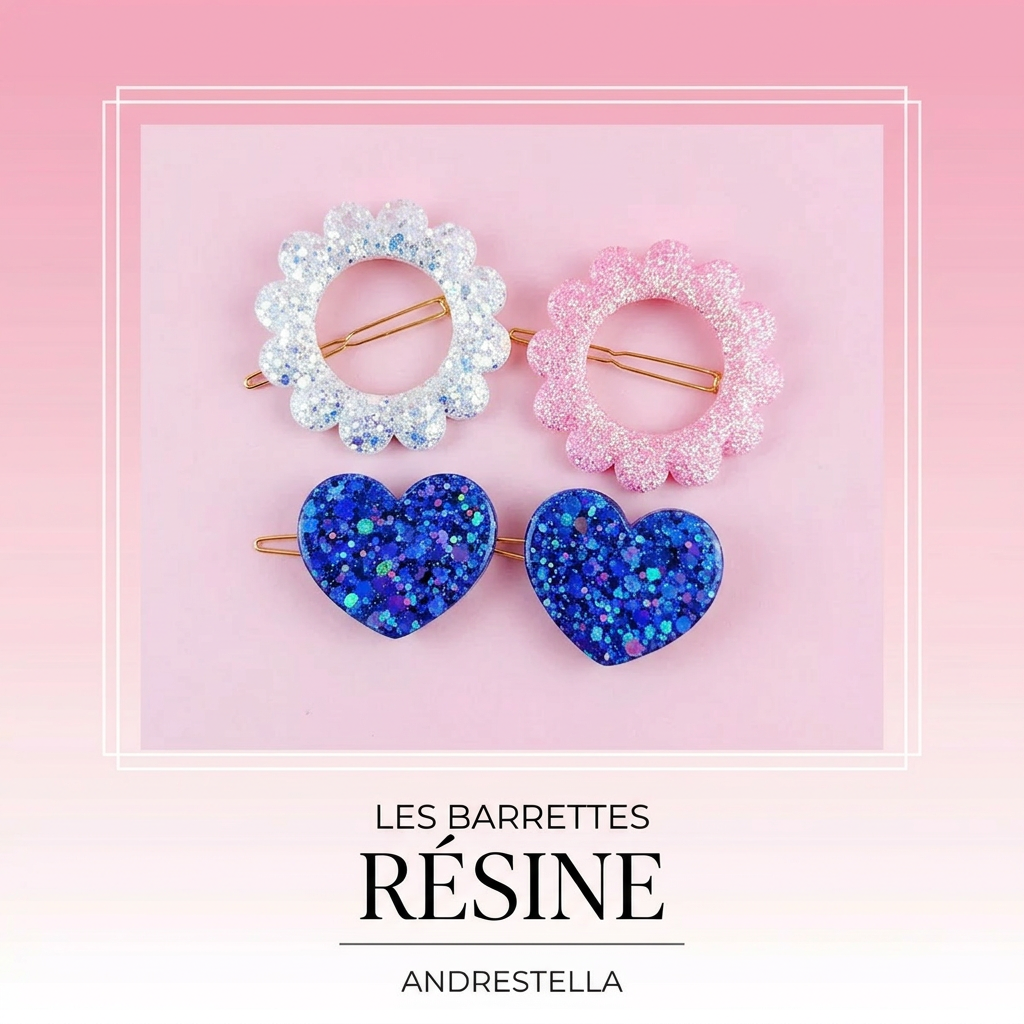 Barrettes en résine époxy fait main artisanal