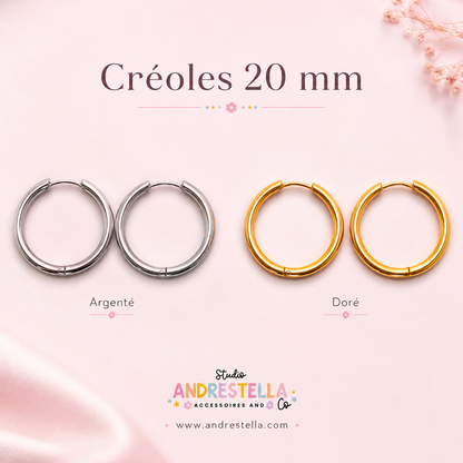 BOUCLES CRÉOLES ACIER INOXYDABLE 20 MM