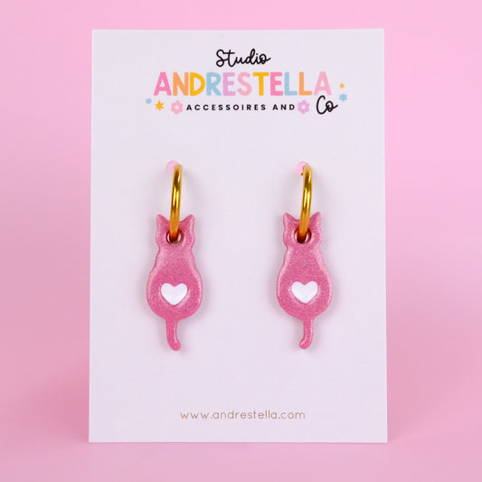 PAMPILLES CHAT ROSE PAILLETÉ COEUR