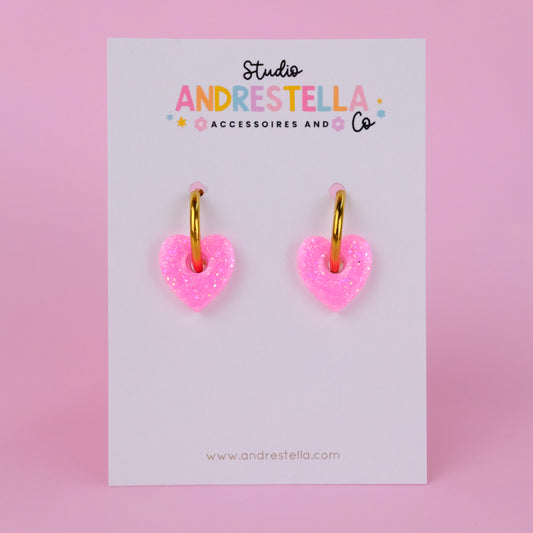 PAMPILLES CŒUR ROSE FLUO