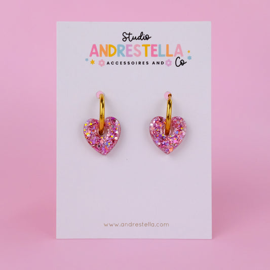 PAMPILLES CŒUR ROSE PAILLETTE