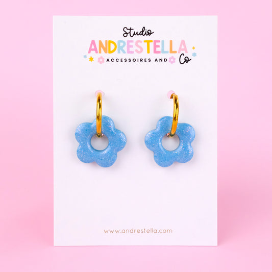 PAMPILLES FLEUR BLEU PAILLETTE