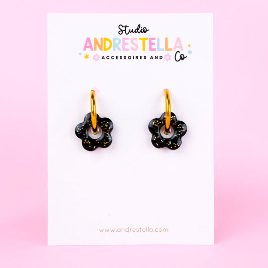 PAMPILLES MINI FLEUR NOIR PAILLETE