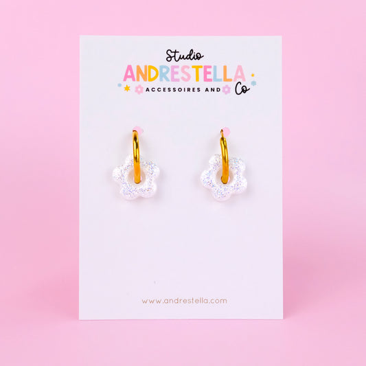 PAMPILLES MINI FLEUR BLANC PAILLETE