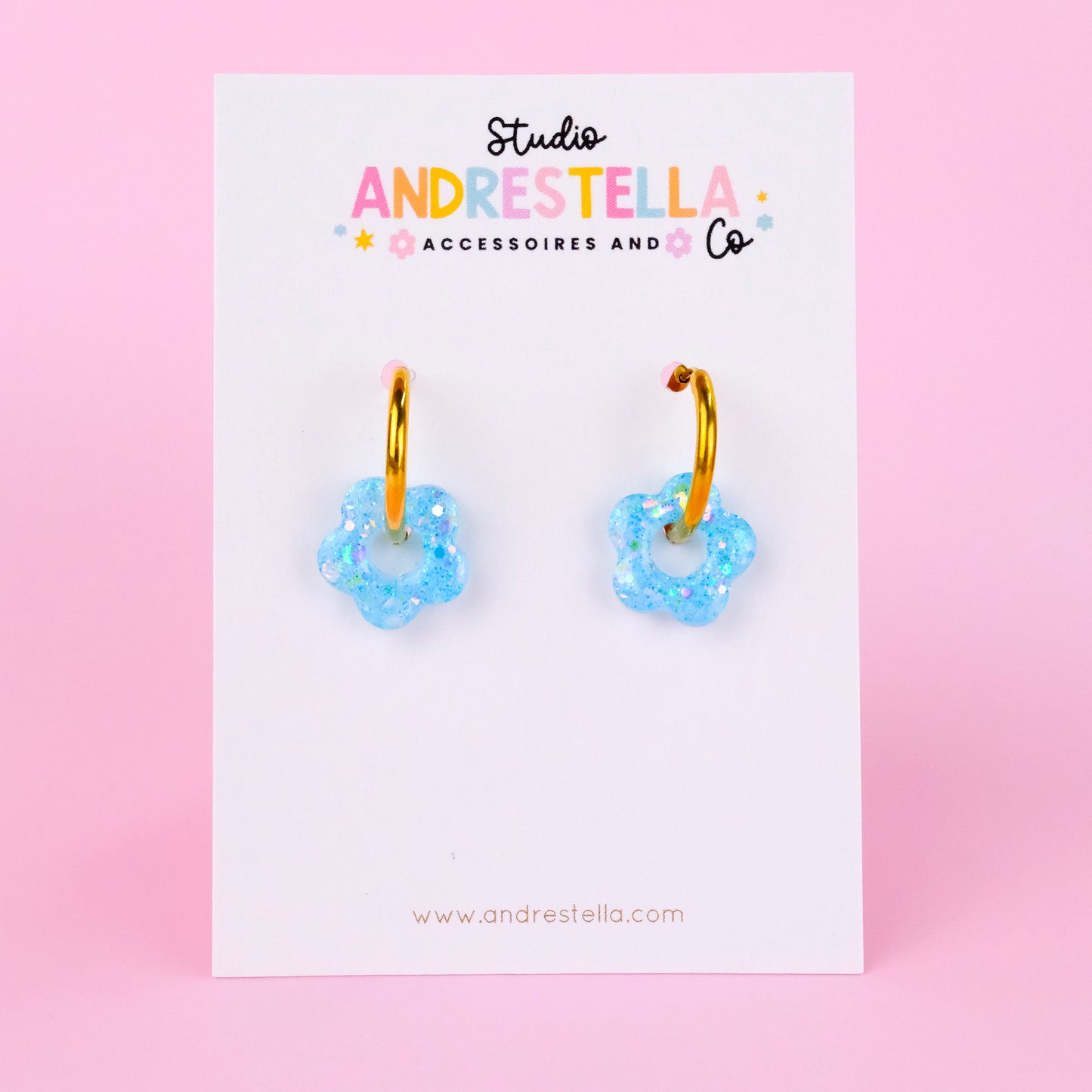 PAMPILLES MINI FLEUR BLEU CIEL TRANSPARENT