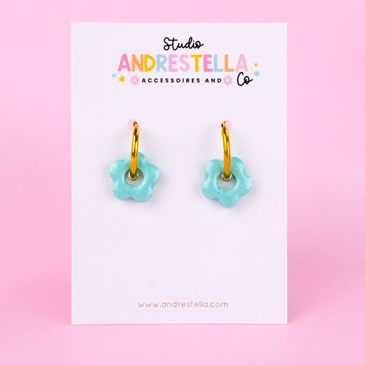 PAMPILLES MINI FLEUR BLEU TURQUOISE CLAIR