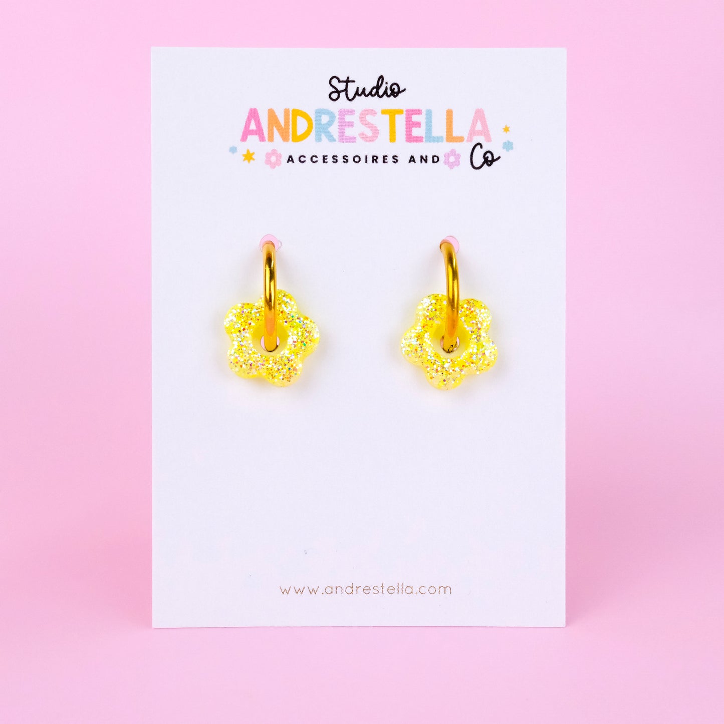 PAMPILLES MINI FLEUR JAUNE PAILLETE