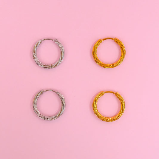 BOUCLES CRÉOLES ACIER INOXYDABLE TORSADE