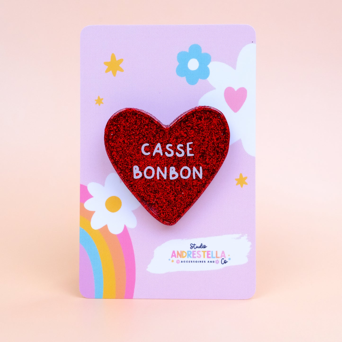 BROCHE COEUR CASSE BONBON