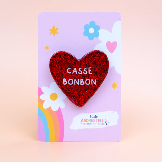 BROCHE COEUR CASSE BONBON