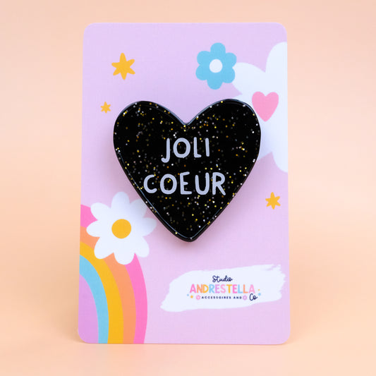 BROCHE COEUR JOLI COEUR NOIR