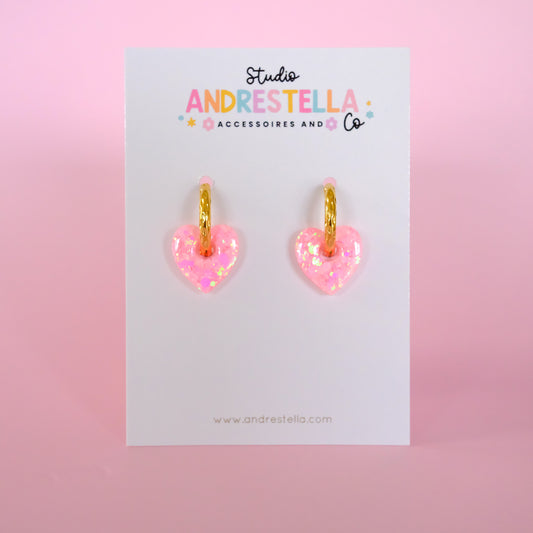 PAMPILLES CŒUR ROSE HOLO