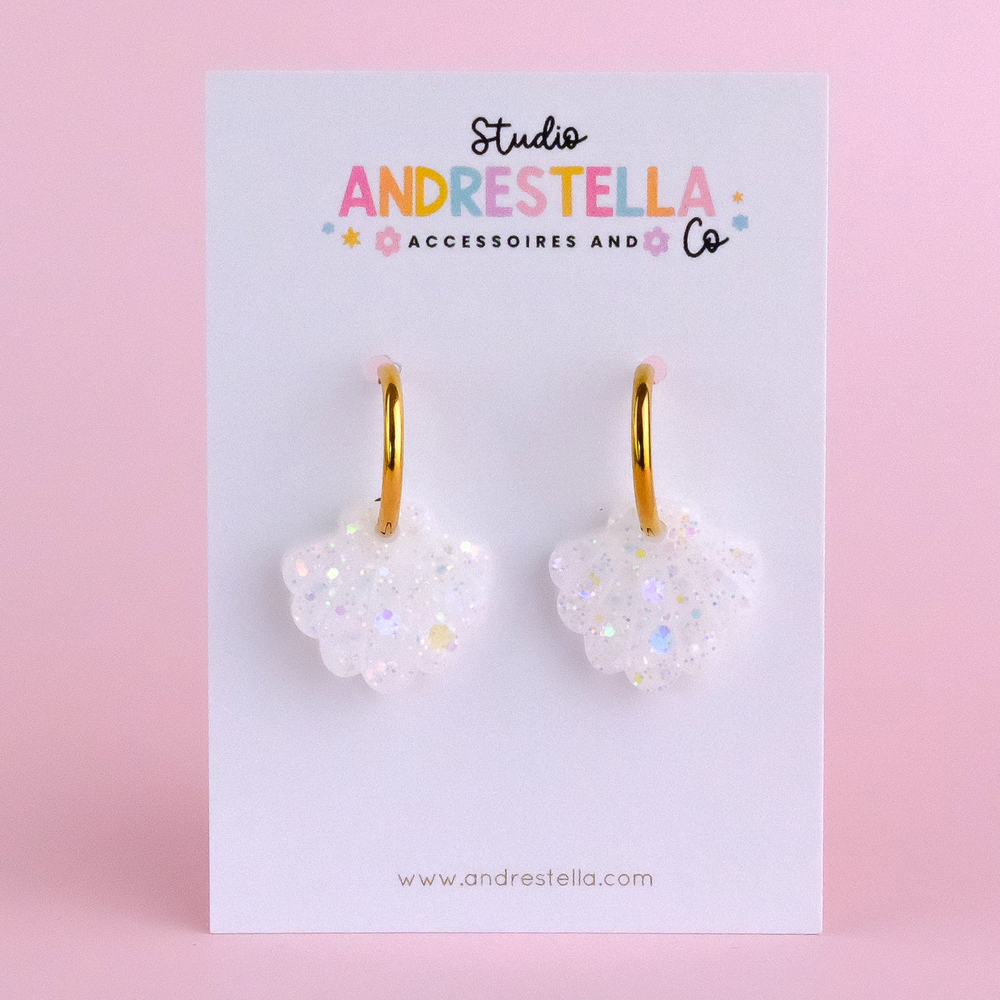 PAMPILLES COQUILLAGE BLANC REFLET HOLO