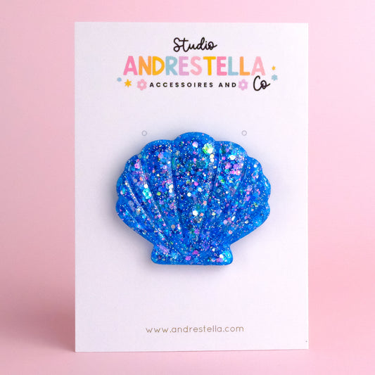 BROCHE COQUILLAGE BLEU