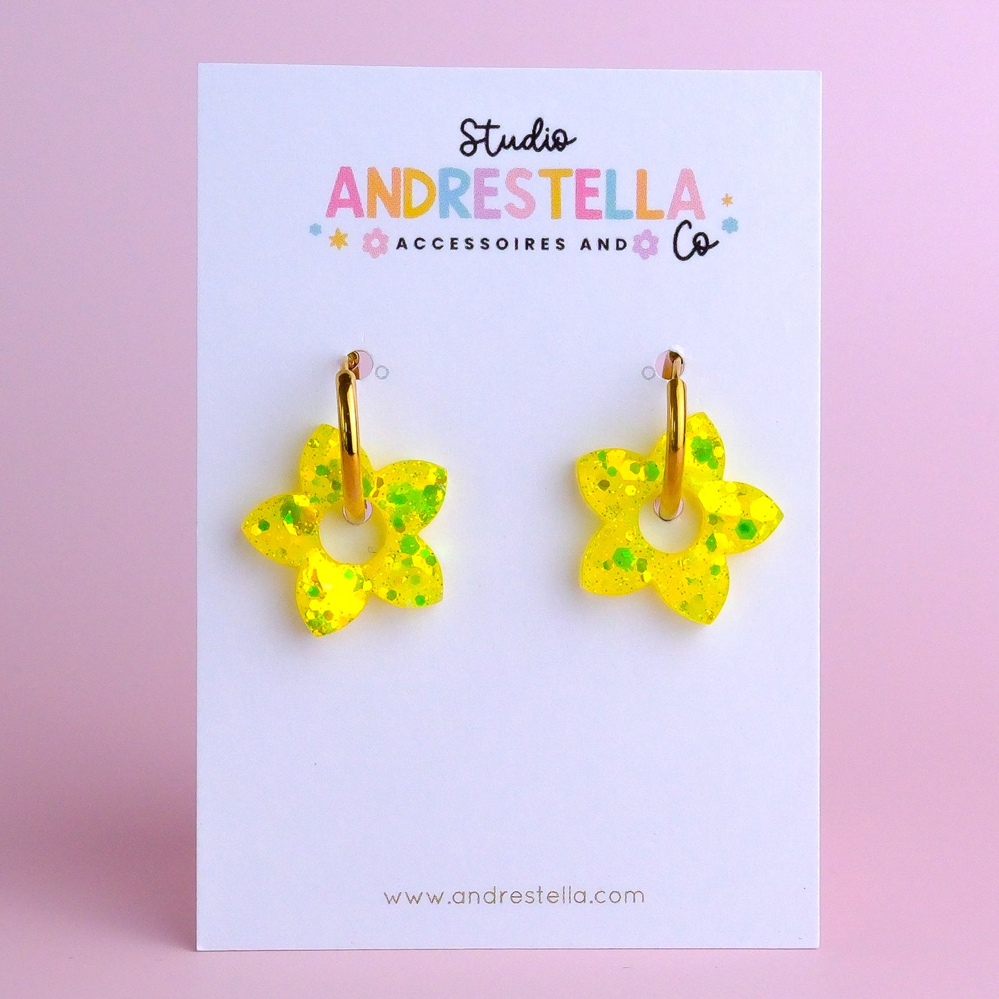 PAMPILLES FLEUR TIARE JAUNE FLUO TRANSPARENT