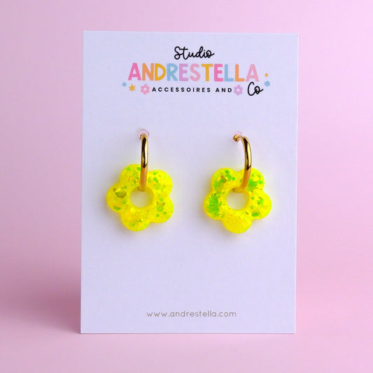 PAMPILLES FLEUR FLUO TRANSPARENT JAUNE