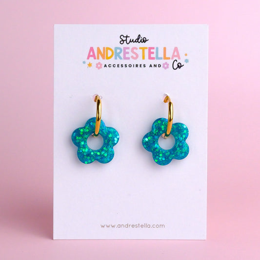 PAMPILLES FLEUR VERT TURQUOISE