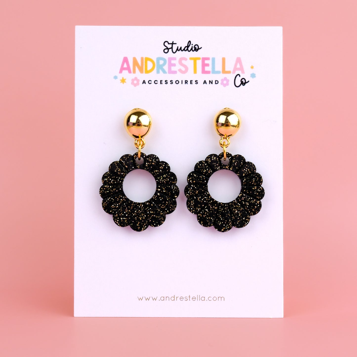 BOUCLES ROSALINE NOIR PAILLETE
