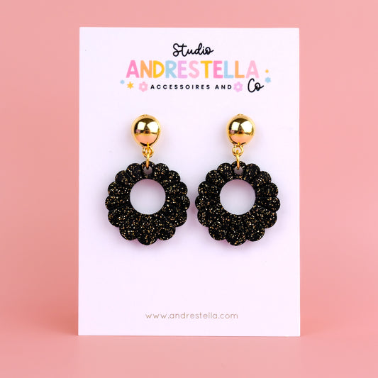 BOUCLES ROSALINE NOIR PAILLETE